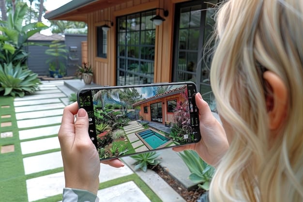 A screenshot of a smartphone app displaying live video feeds from multiple IP cameras installed around a house, showing different angles and perspectives of the property.