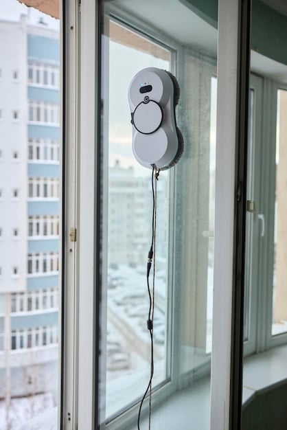 A close-up shot of a motorized window blind kit, showcasing the motor, remote control, and various mounting brackets. The image emphasizes the components required for the DIY automation project.