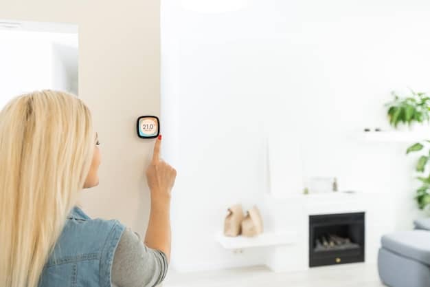 An Ecobee thermostat with smart room sensors placed in different rooms of a house, showing how they monitor and adjust the temperature in each zone.