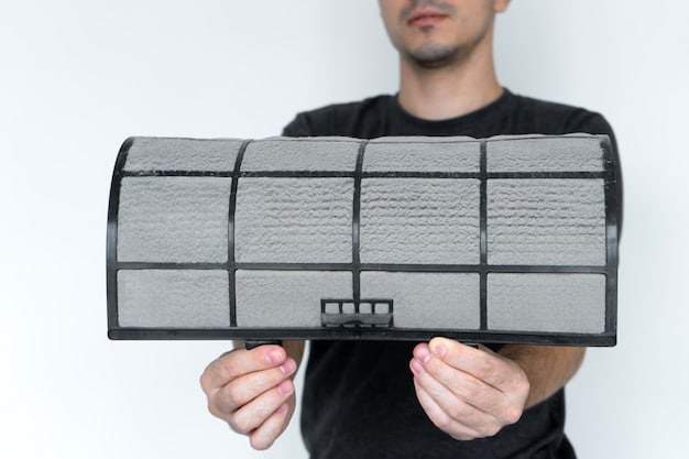A close-up image of a smart air purifier's filter, showing the various layers designed to capture different types of pollutants.