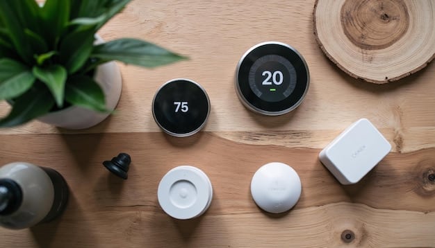 A close-up shot of a smartphone displaying the Google Home app, showing various connected smart devices like lights, thermostats, and security cameras.