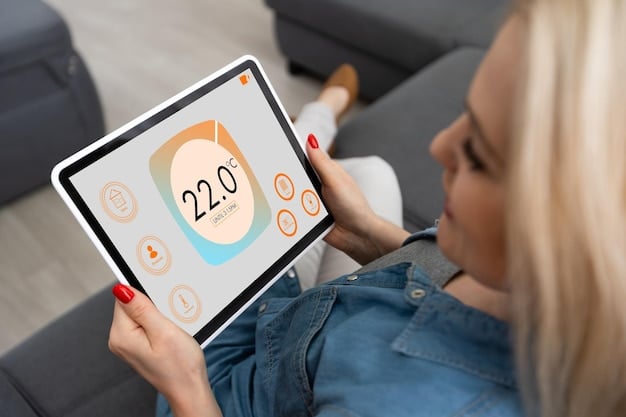A close-up of a smart thermostat screen displaying a detailed weekly schedule with different temperature settings for various times of the day. The schedule is easy to read and visually appealing.