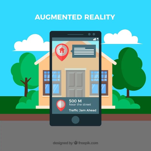 A smartphone displaying a geofencing setup screen, showing a virtual boundary around a house and the automated actions (e.g., arming alarm, locking doors) associated with entering or exiting the zone.