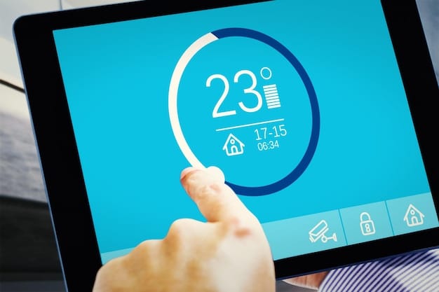 A close-up of a smart thermostat interface, highlighting privacy settings and data sharing options. The image should convey a user-friendly control panel with clear options for managing data collection.