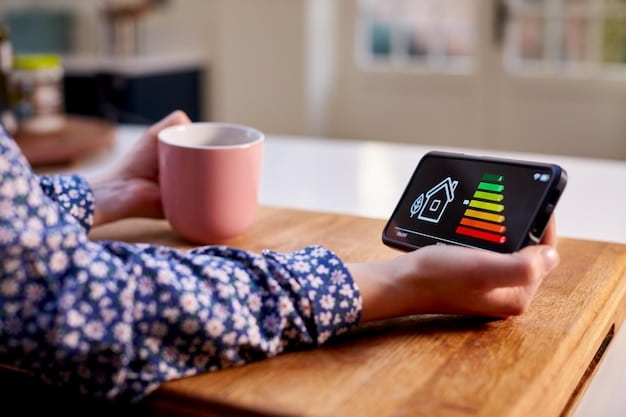 A dashboard interface on a smartphone app showing real-time energy consumption data for different appliances in a home. The dashboard includes graphs, charts, and control buttons, allowing users to monitor and manage their energy usage remotely.