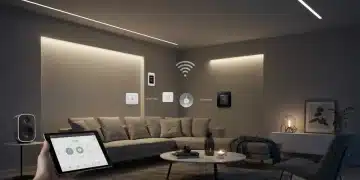 Seamlessly integrated smart home devices in a modern living room