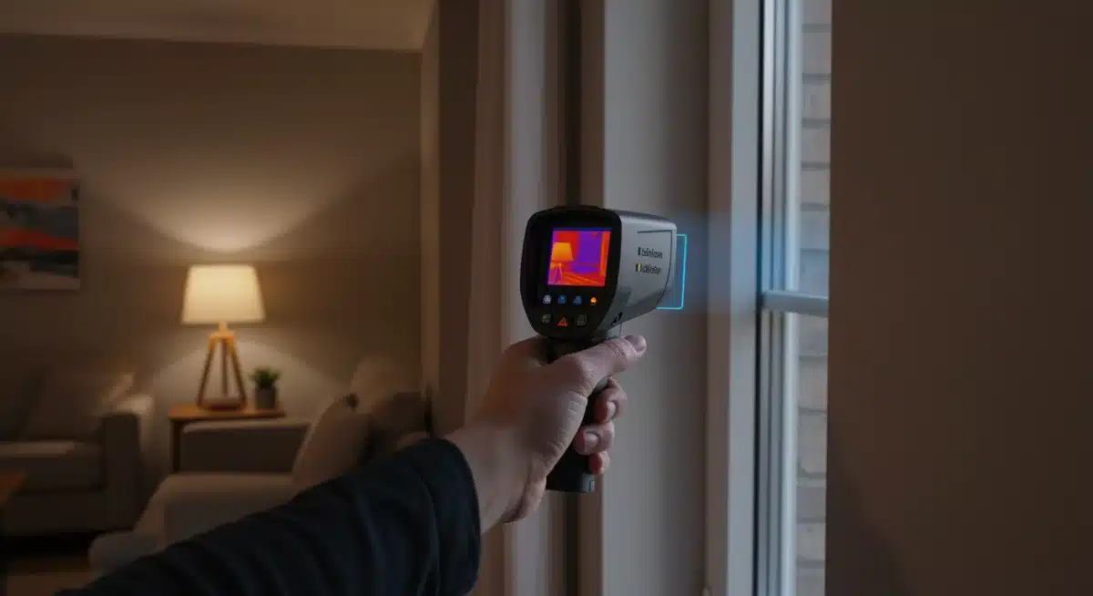 Thermal imaging scan revealing heat loss around a window frame.
