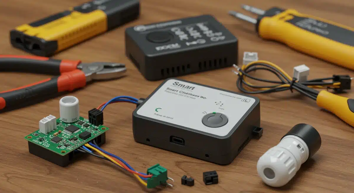 Components of a DIY smart sprinkler system controller during installation