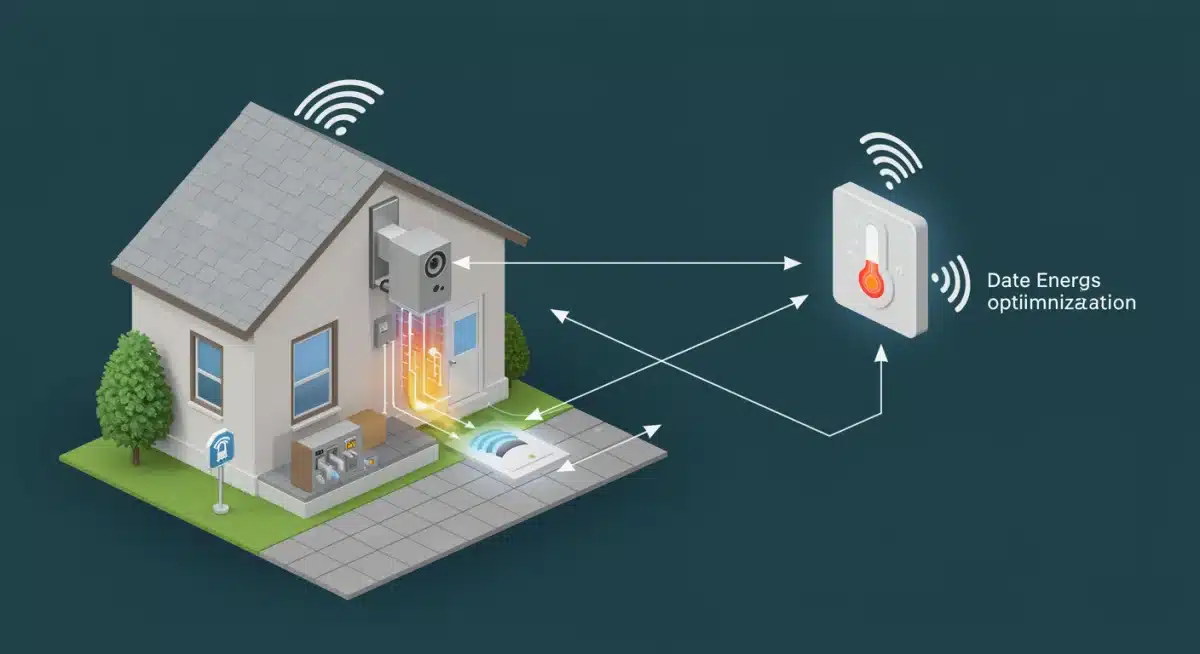 Diagram illustrating smart thermostat connectivity with home HVAC system