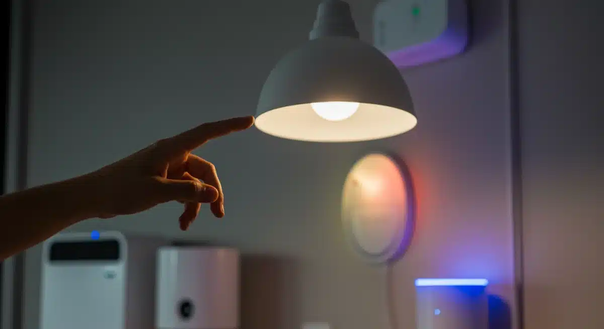Hand gesture controlling smart lighting in a contemporary home