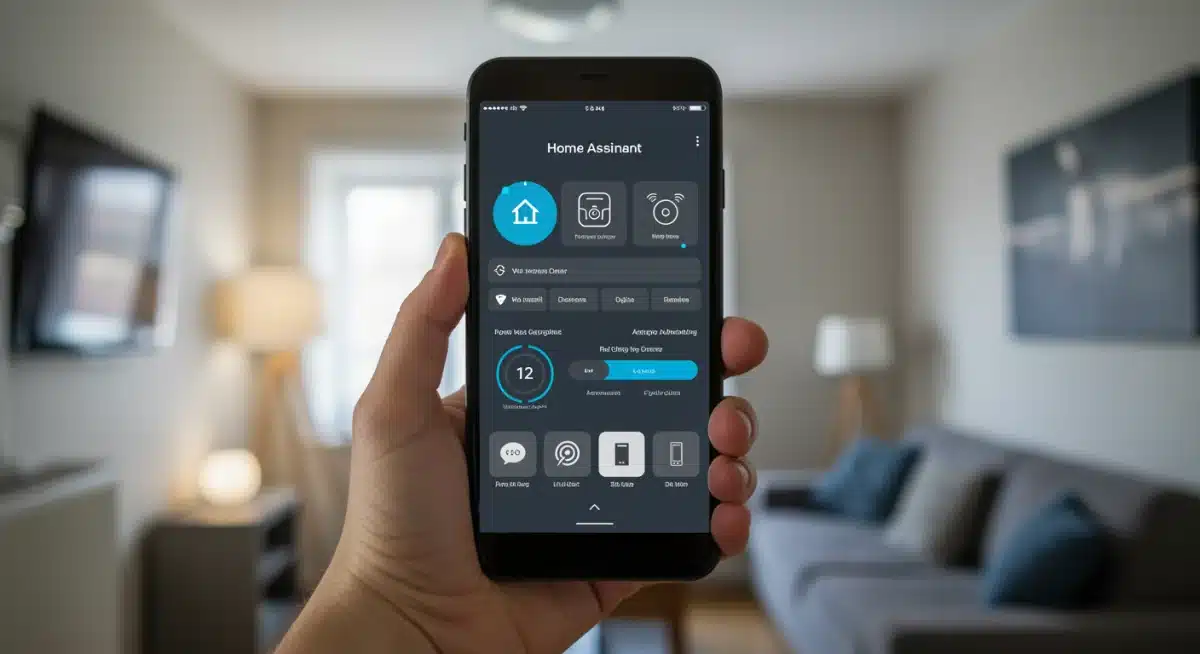 Home Assistant mobile interface controlling smart home devices.