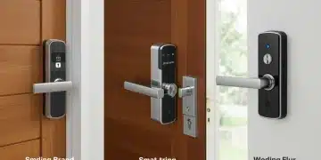 Three modern smart locks from leading brands seamlessly integrated into stylish home doors, showcasing advanced home security technology for 2025.
