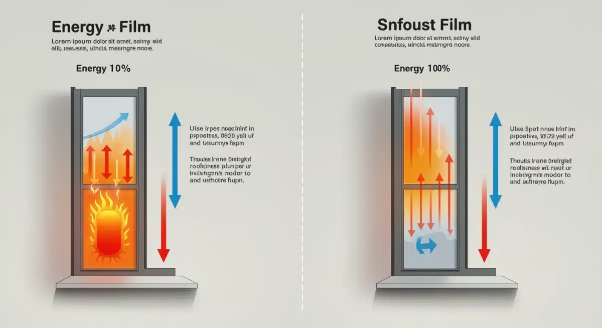 Infographic showing heat transfer reduction with smart window films
