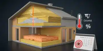 Modern home insulation layers with smart climate control display