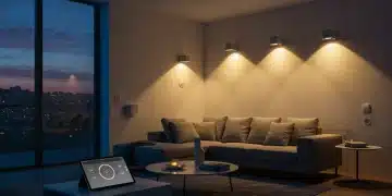 Modern living room with smart lighting creating a warm, inviting ambiance