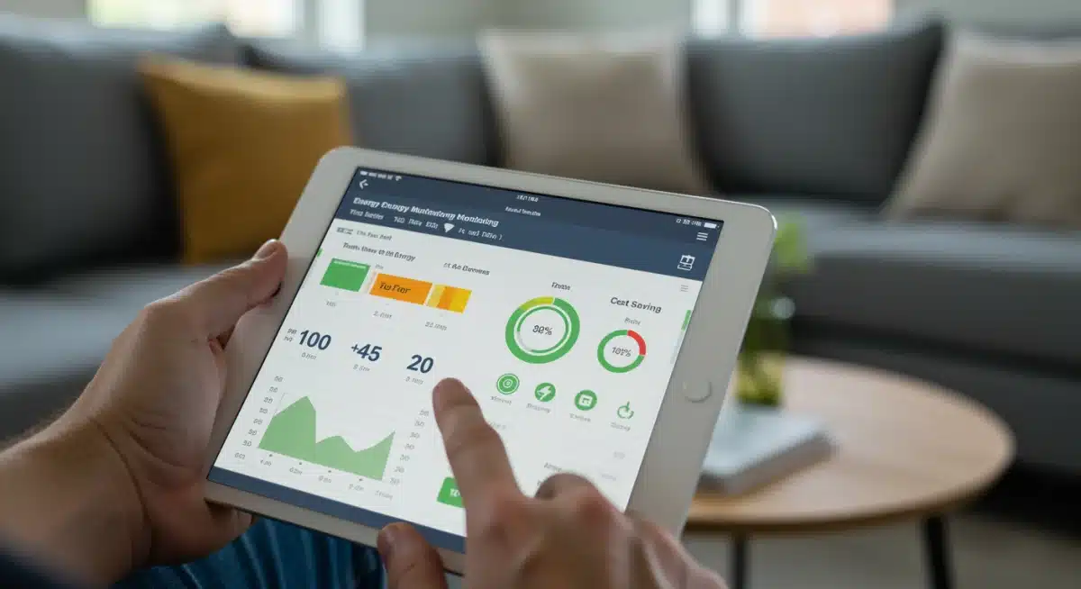 Homeowner monitoring real-time energy usage and battery status on a tablet app.