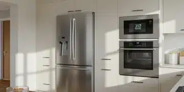 Modern kitchen with Energy Star appliances saving energy
