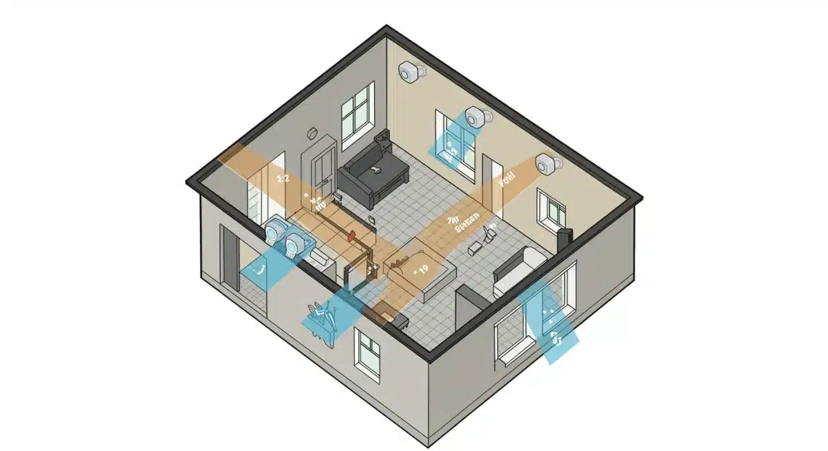 Optimal motion sensor placement diagram for home security