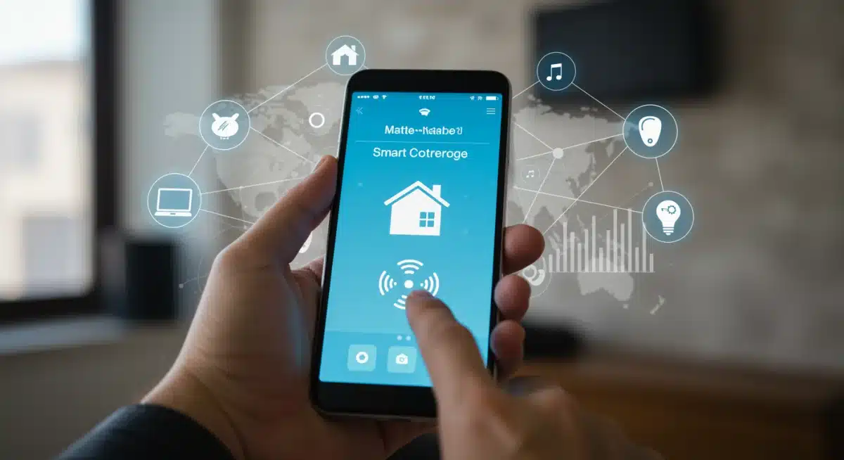 Smartphone controlling Matter-enabled smart home devices