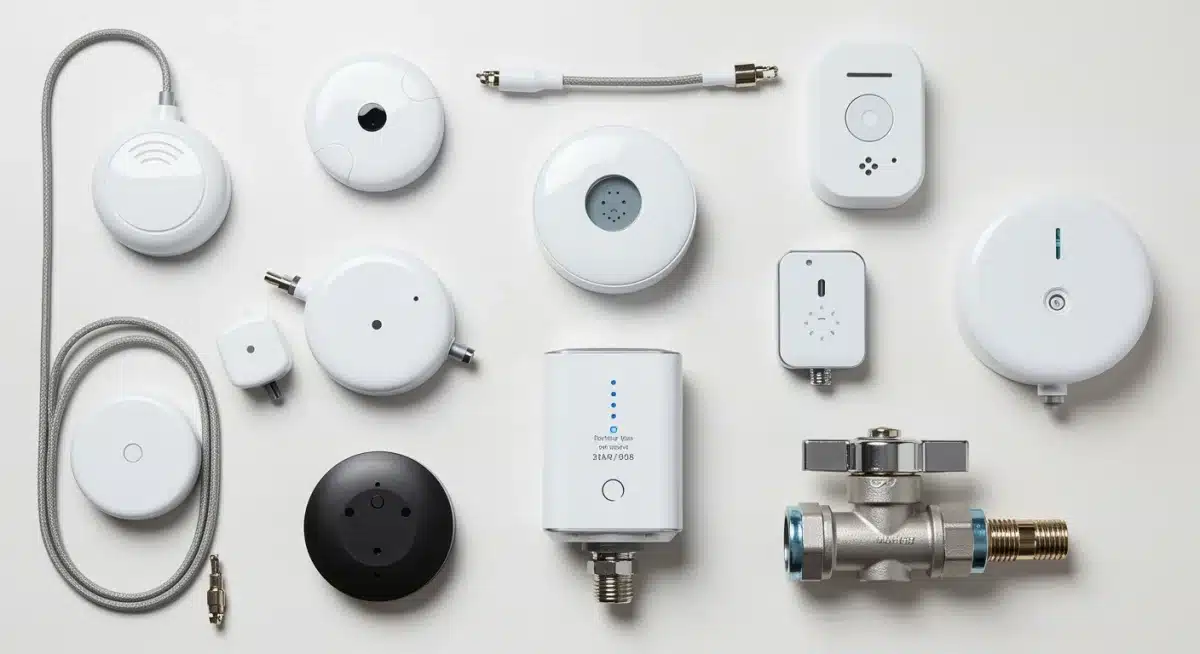 Assortment of smart water leak detectors and a shut-off valve