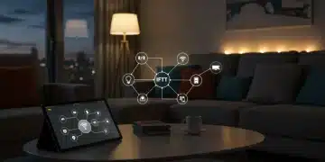 Custom smart home routines with IFTTT and Zigbee devices in a modern living room setting.