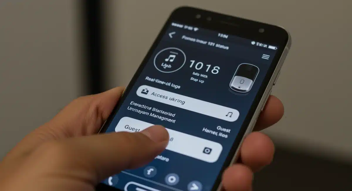 Smartphone displaying smart lock app interface with real-time access control