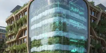 Futuristic building exterior with visible advanced insulation layers reducing heat loss