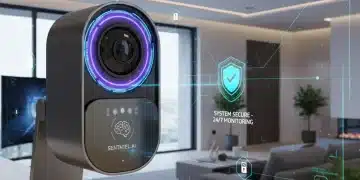 Futuristic smart home security camera with advanced AI features
