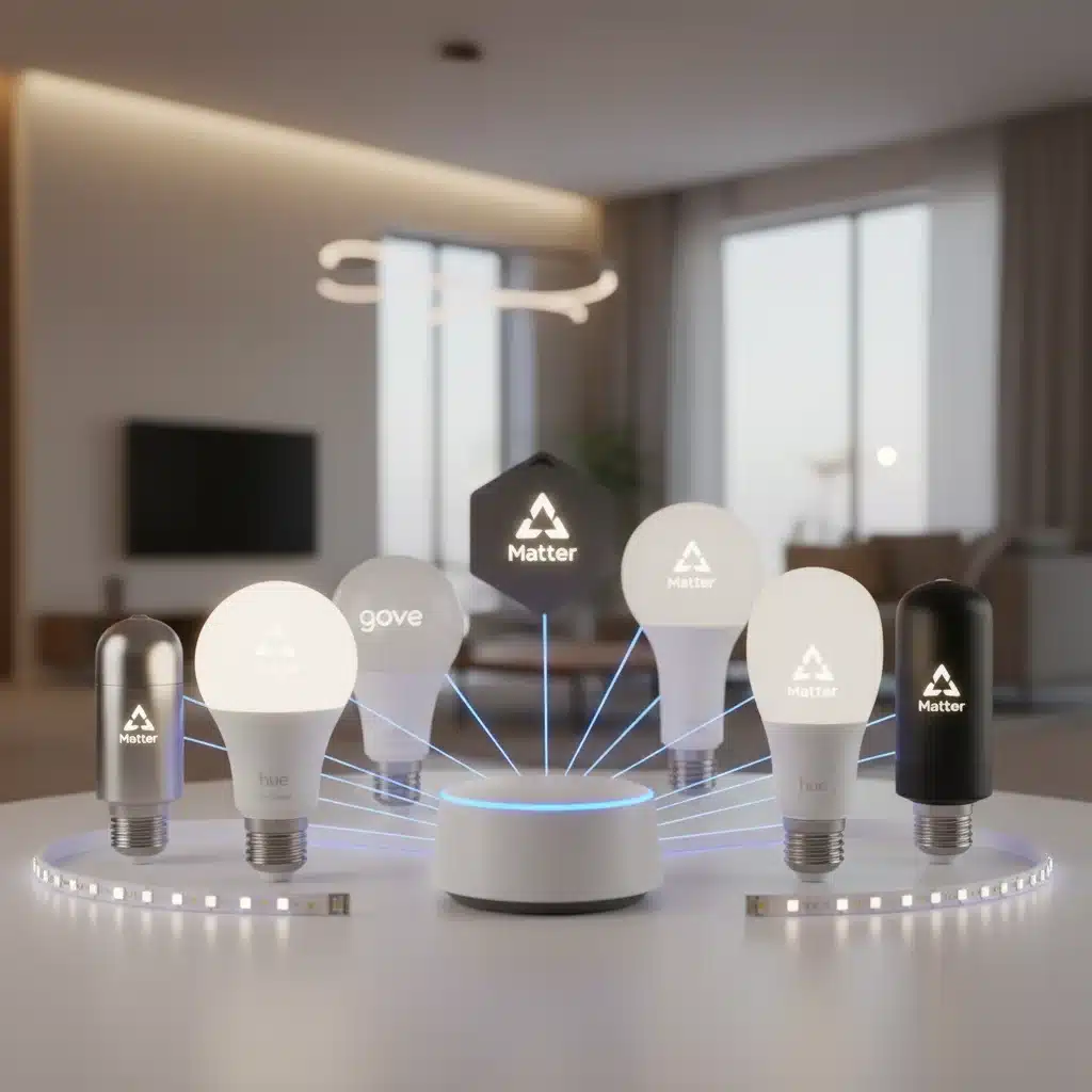 Diverse smart lighting devices connected via Matter protocol