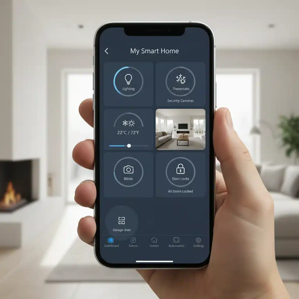 Smartphone app controlling smart home devices and routines