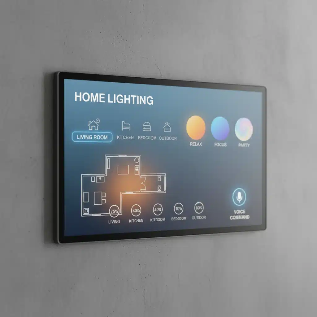 Smart home dashboard for voice-controlled lighting management.