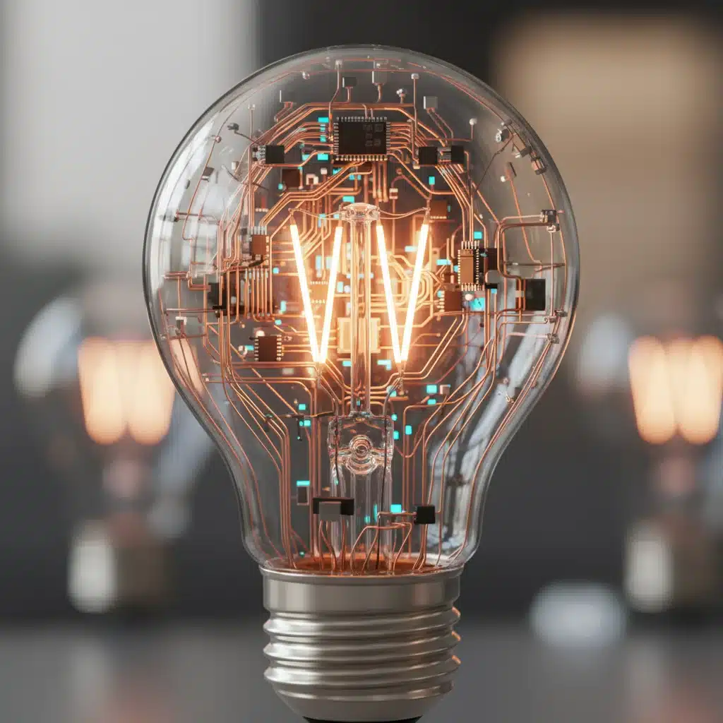 Advanced smart light bulb showcasing intricate energy-saving technology.