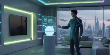 Voice-controlled smart home lighting system in a modern living room.