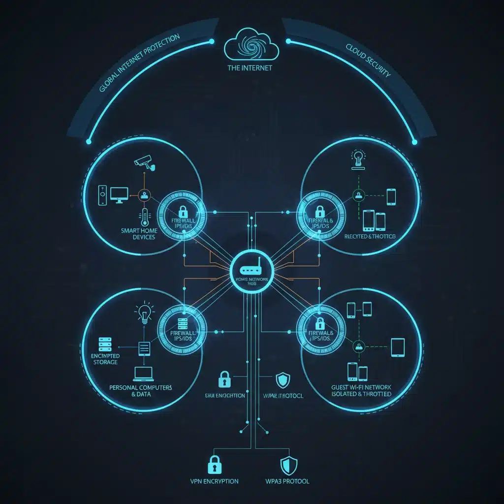 Diagram of segmented home network for smart devices