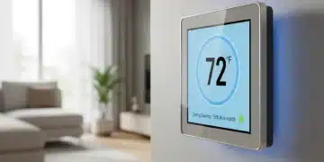 Smart thermostat displaying energy savings in a modern home