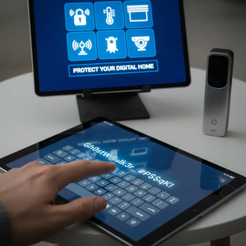 Person creating strong password for smart home device