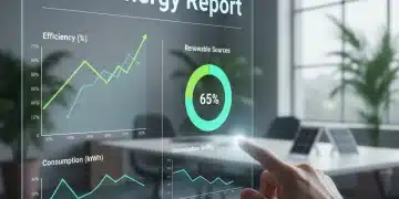 Digital dashboard showing 2026 energy report metrics and efficiency trends