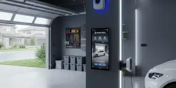 Modern garage with automated door and integrated smart home security features