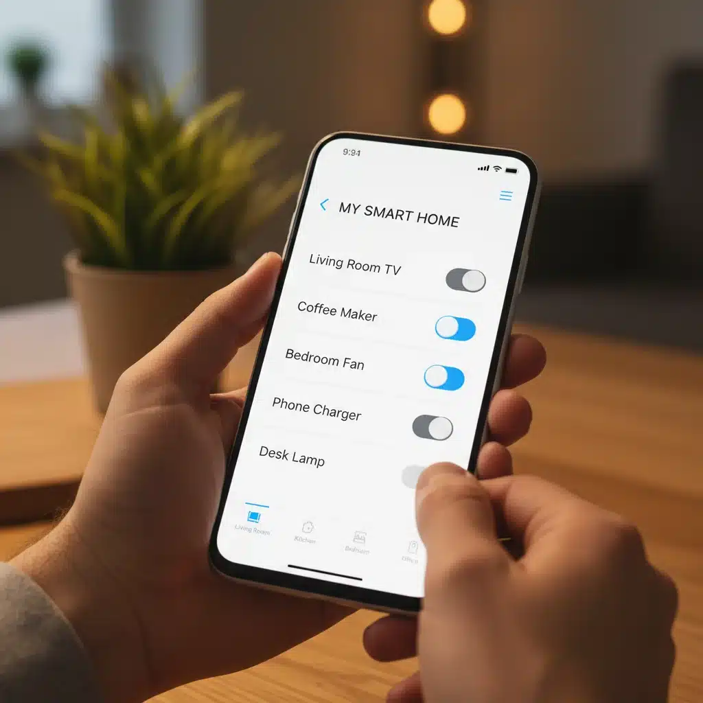 Smartphone app showing remote control of five home appliances