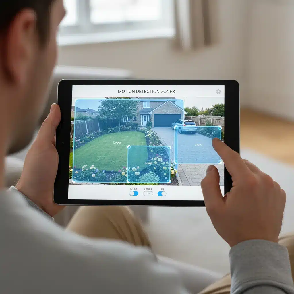 Configuring motion detection zones on a smart security app