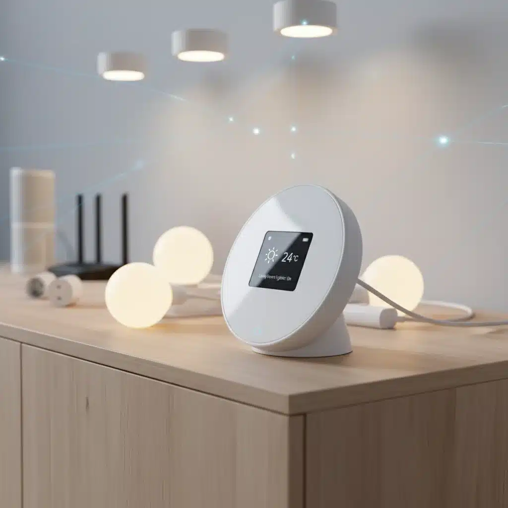 Modern smart home hub connecting to various smart devices