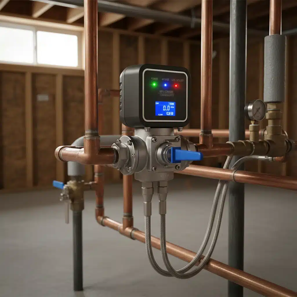 Smart water shut-off valve installed on a main water pipe