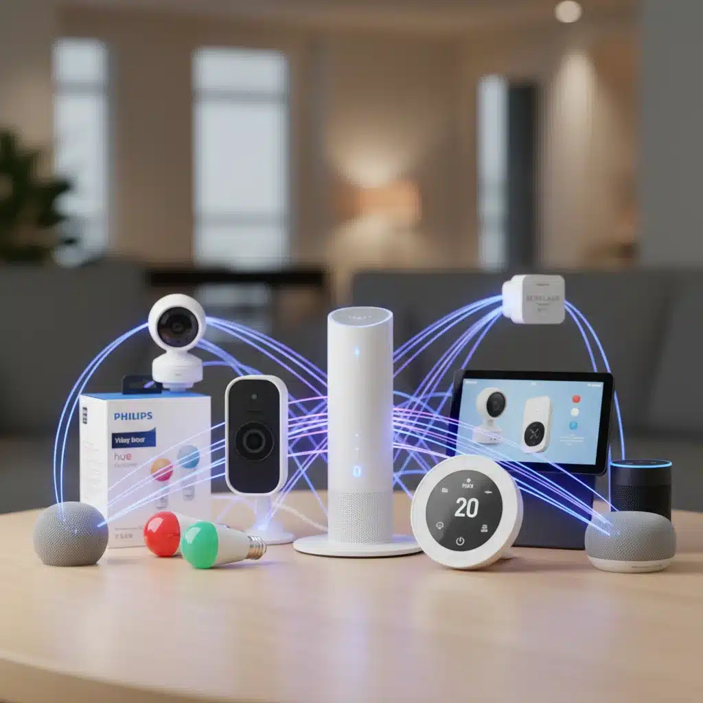 Diverse smart home devices connected to a central hub