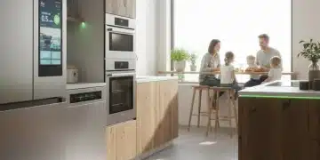 Modern kitchen with smart ENERGY STAR appliances and digital energy displays