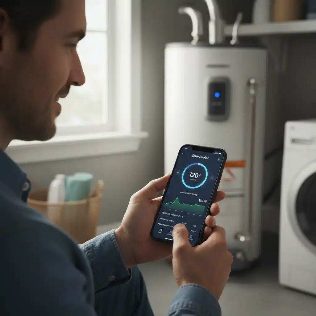 Homeowner controlling smart water heater with a mobile application