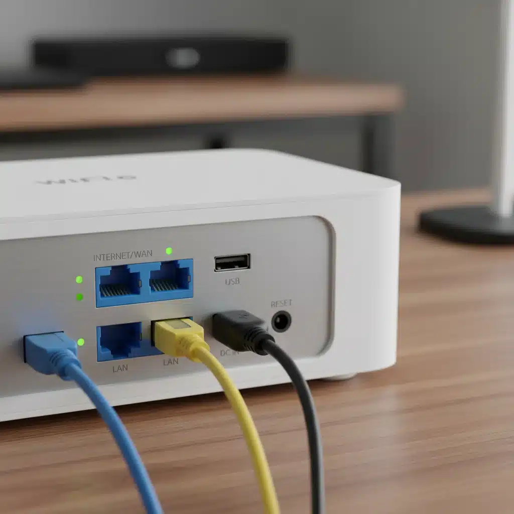 Rear view of a Wi-Fi 6 mesh router with multiple ports