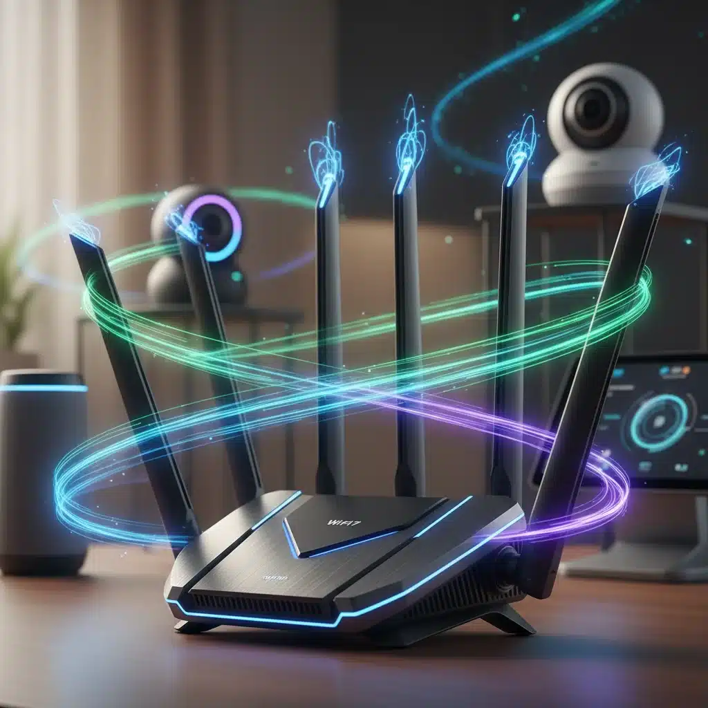 Advanced Wi-Fi 7 router ensuring high-speed, low-latency connectivity for numerous smart home devices.